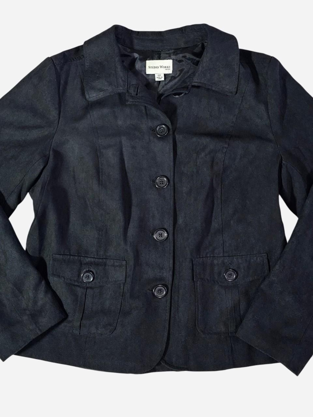 Studio Works Dark Navy Button-Up Blazer Jacket